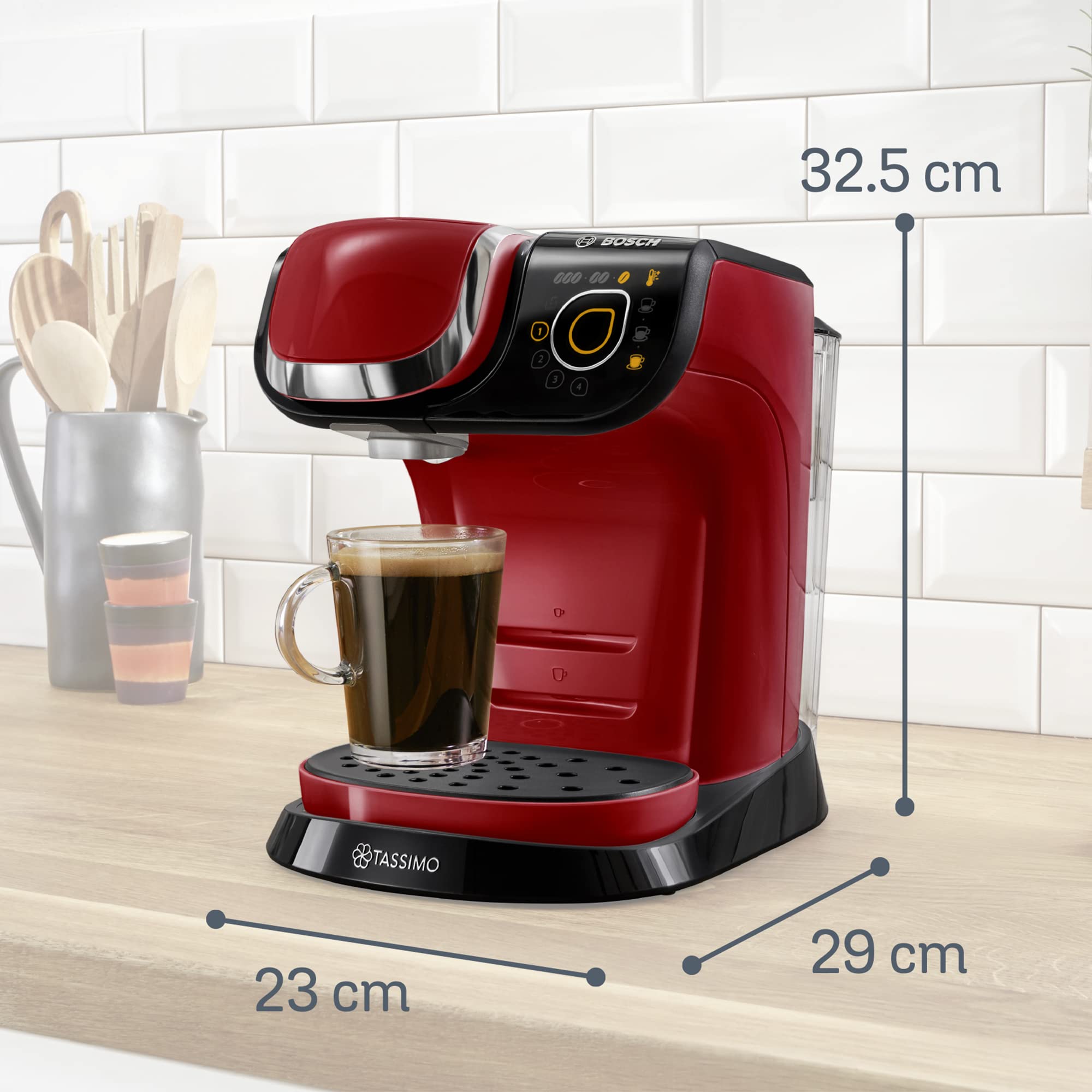 Tassimo My Way Machine à Café – TAS6503 – plus de 40 boissons chaudes – OneTouch – rouge