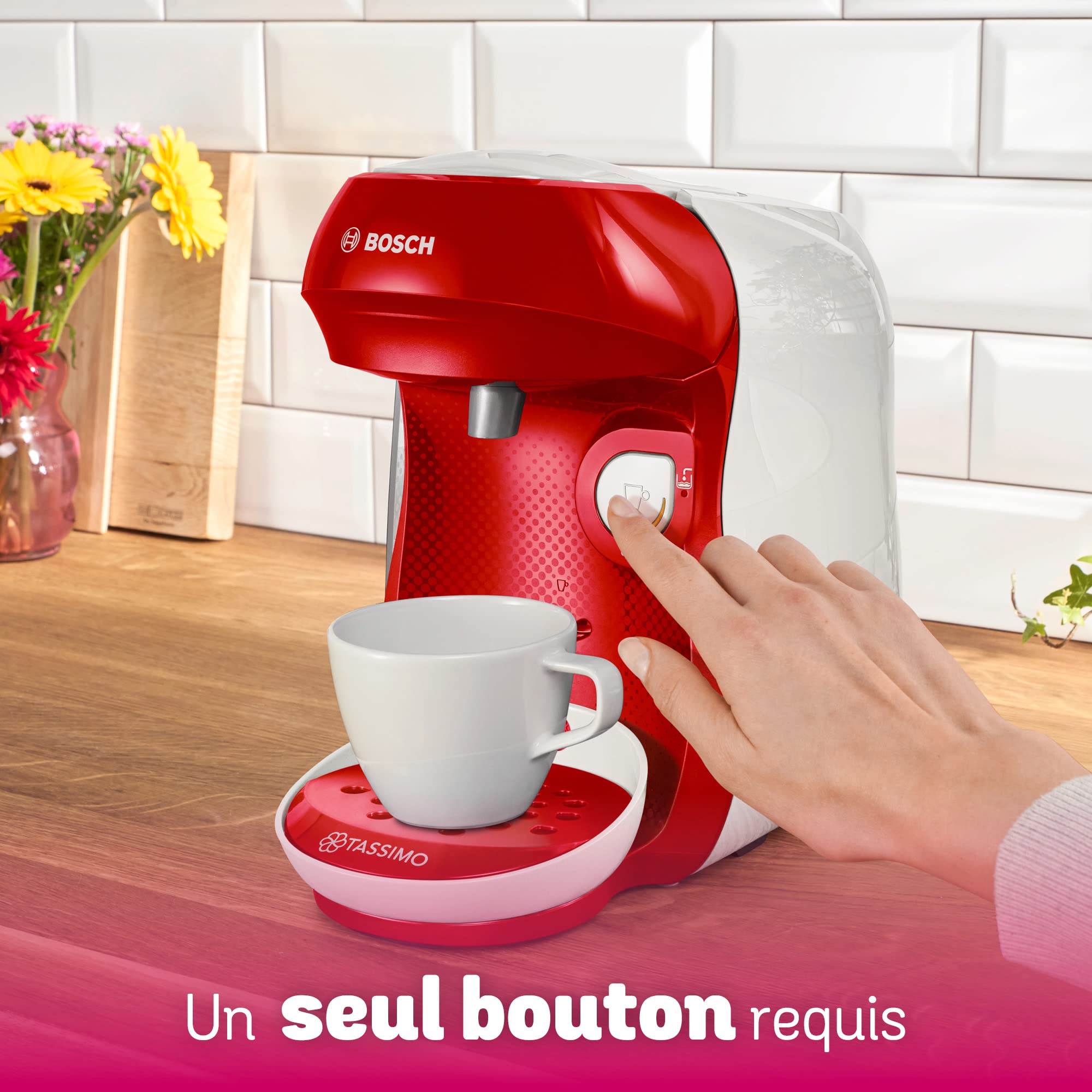 Machine à Café Tassimo Happy – TAS1006 – OneTouch – Rouge & blanc