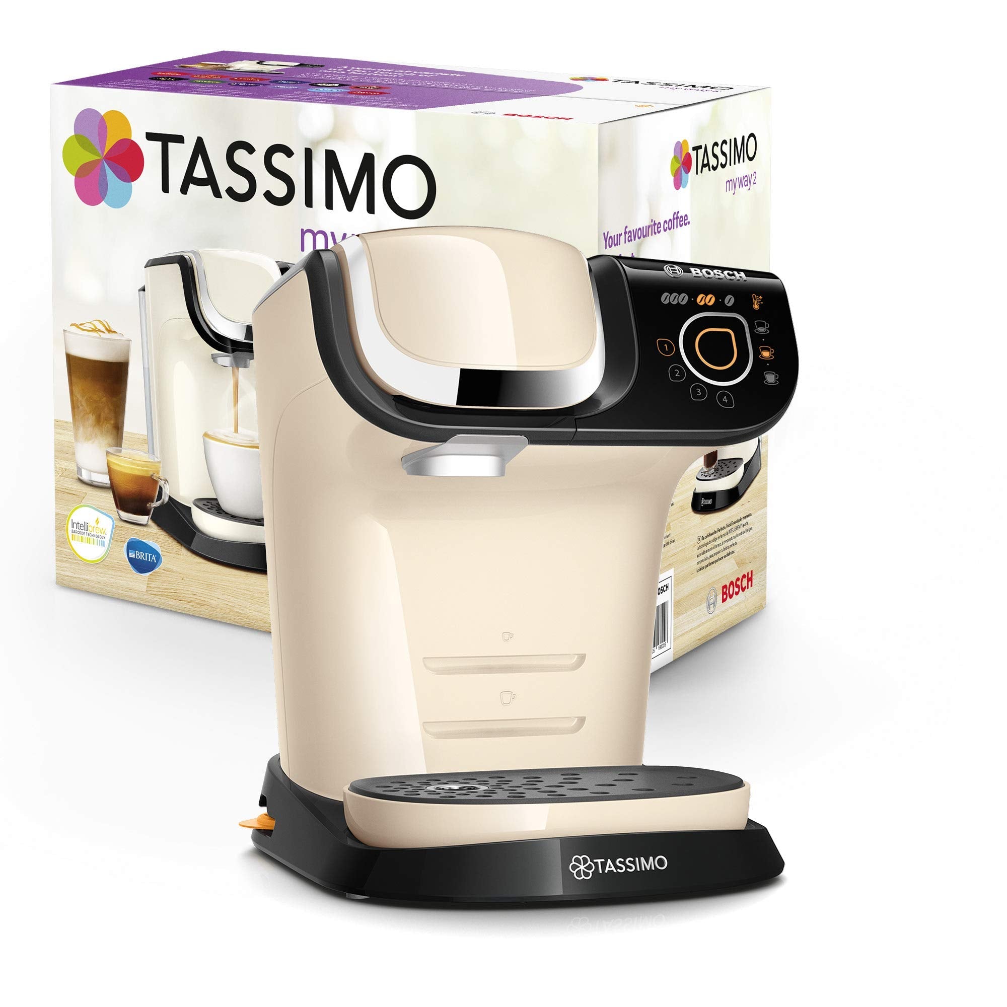 Tassimo My Way 2 TAS6507 Cafetière à capsules avec filtre à eau – 1500 W – 1,3 l – crème