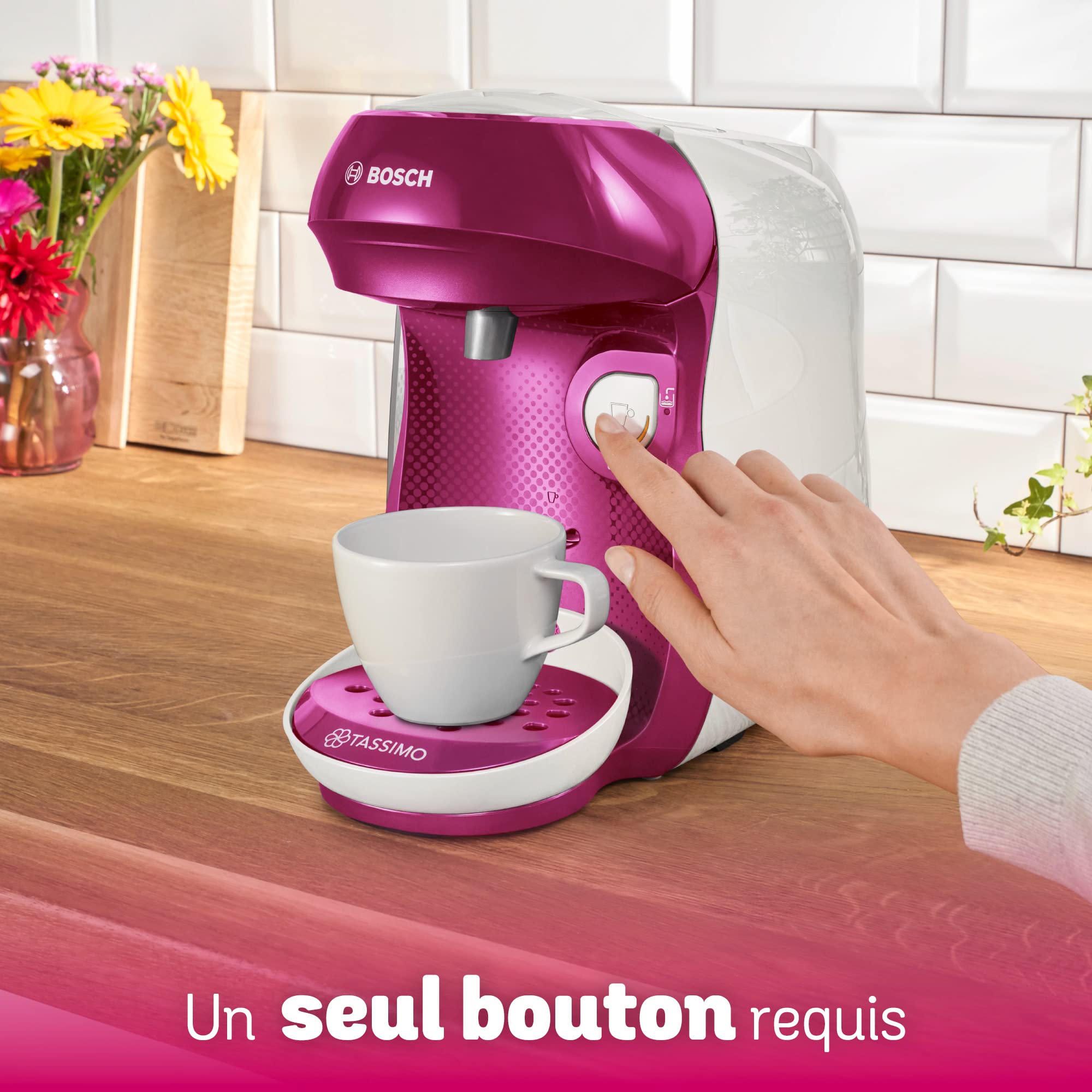 Machine à Café Tassimo Happy – TAS1001 – OneTouch – violet & blanc