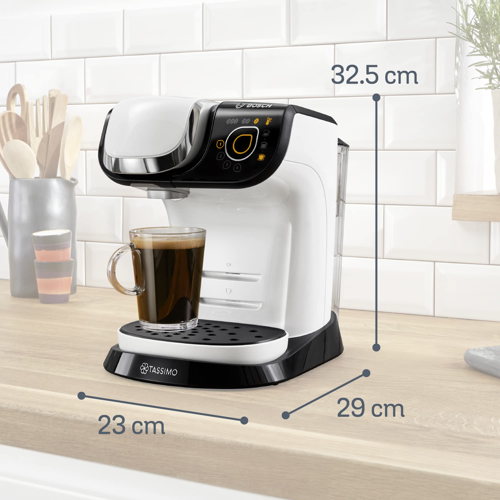 Tassimo My Way Machine à Café – TAS6504 – plus de 40 boissons chaudes – OneTouch – Blanc