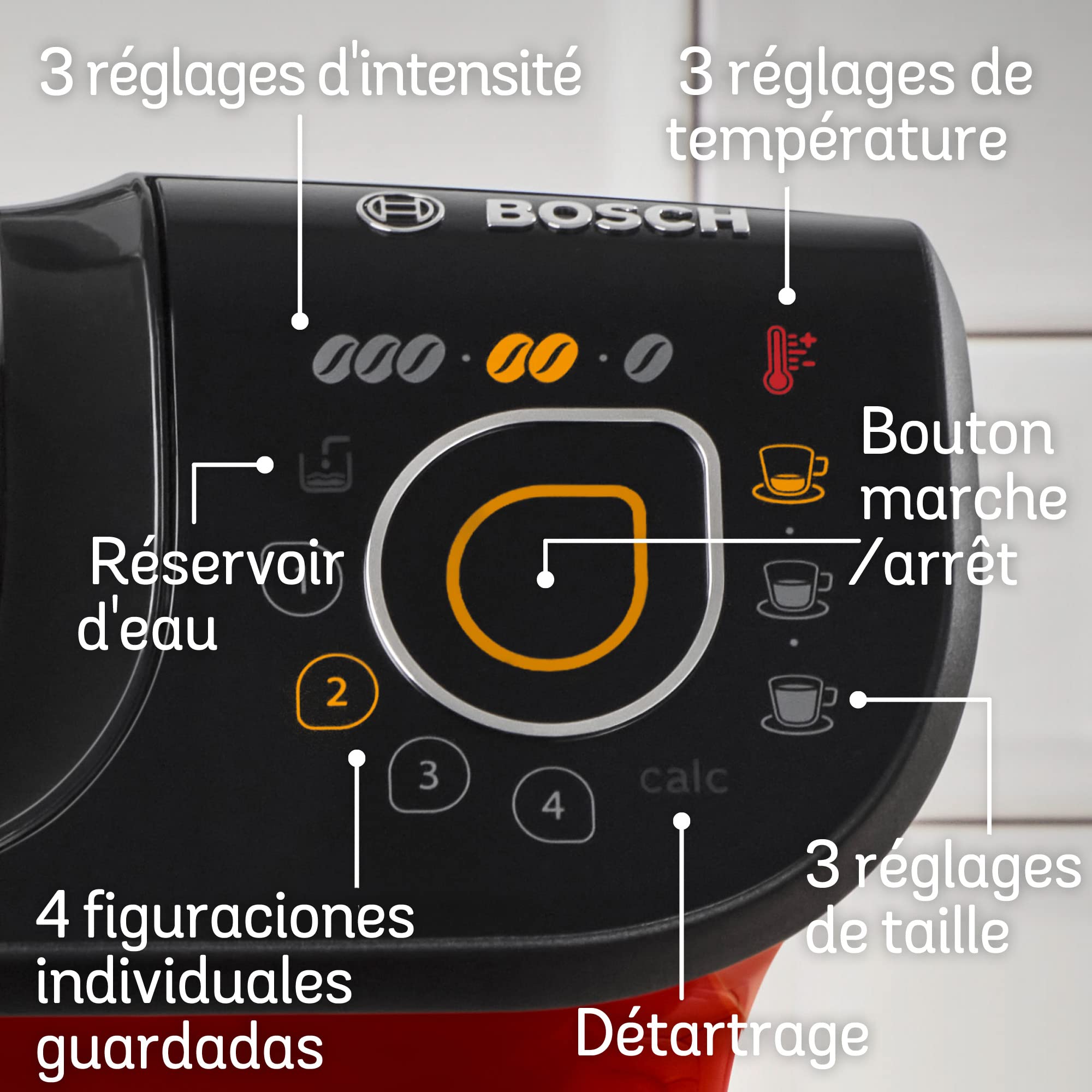 Tassimo My Way Machine à Café – TAS6503 – plus de 40 boissons chaudes – OneTouch – rouge