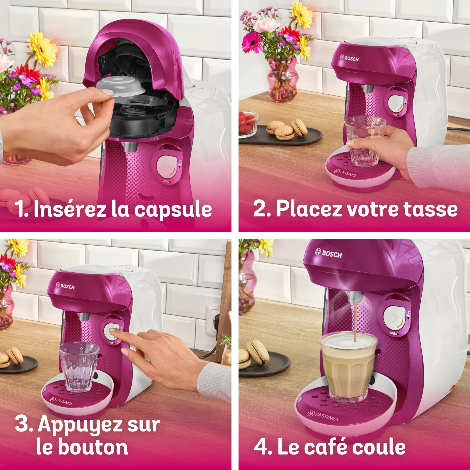 Machine à Café Tassimo Happy – TAS1001 – OneTouch – violet & blanc