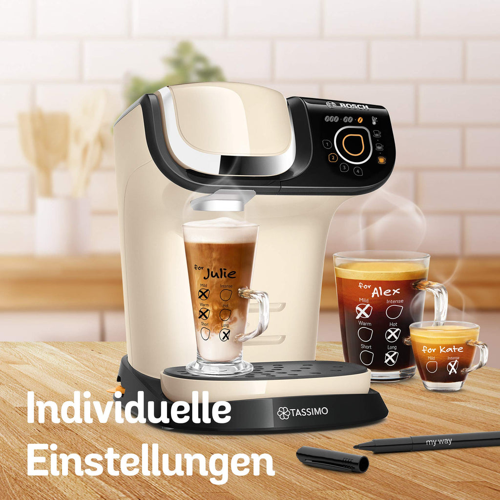 Tassimo My Way 2 TAS6507 Cafetière à capsules avec filtre à eau – 1500 W – 1,3 l – crème