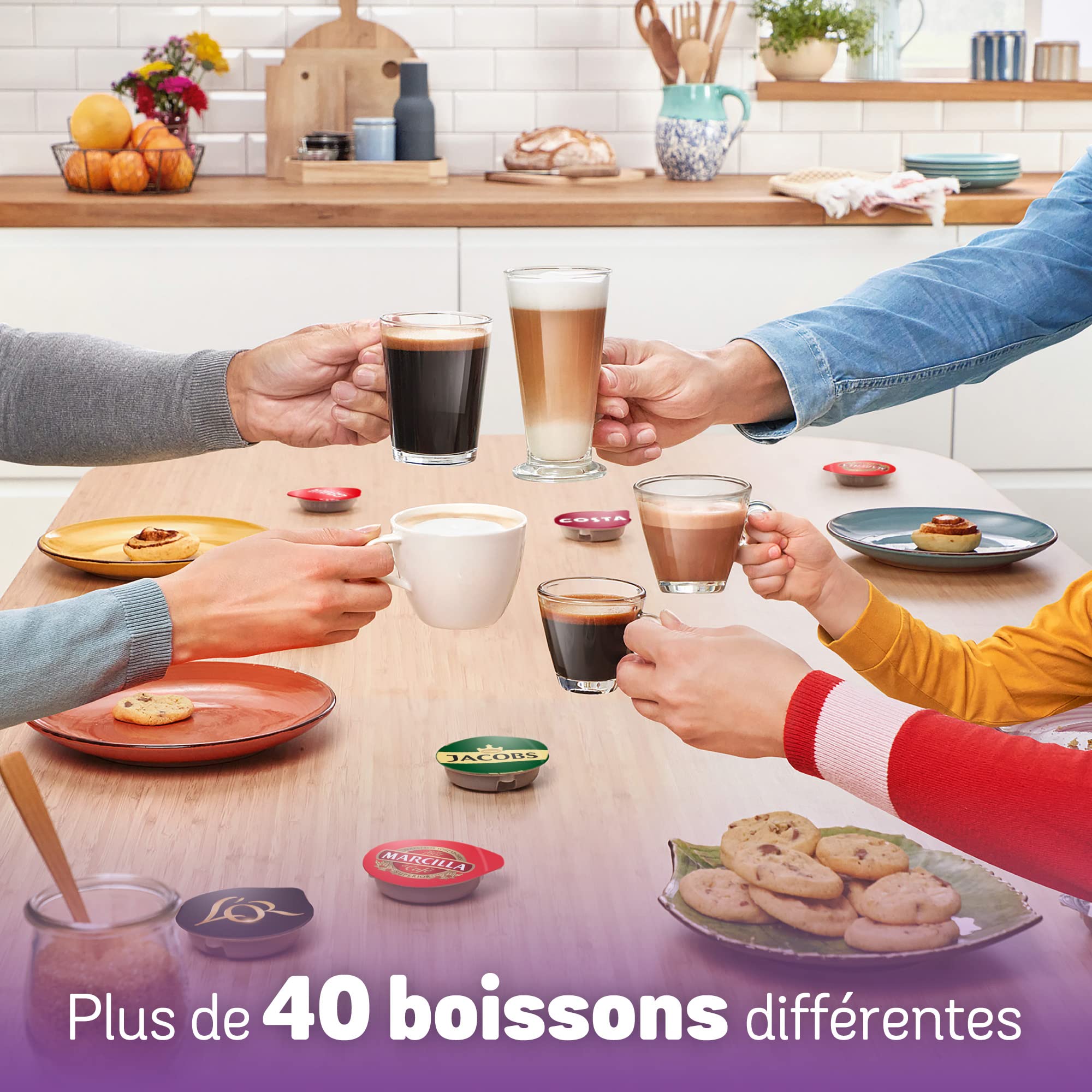 Tassimo My Way Machine à Café – TAS6504 – plus de 40 boissons chaudes – OneTouch – Blanc