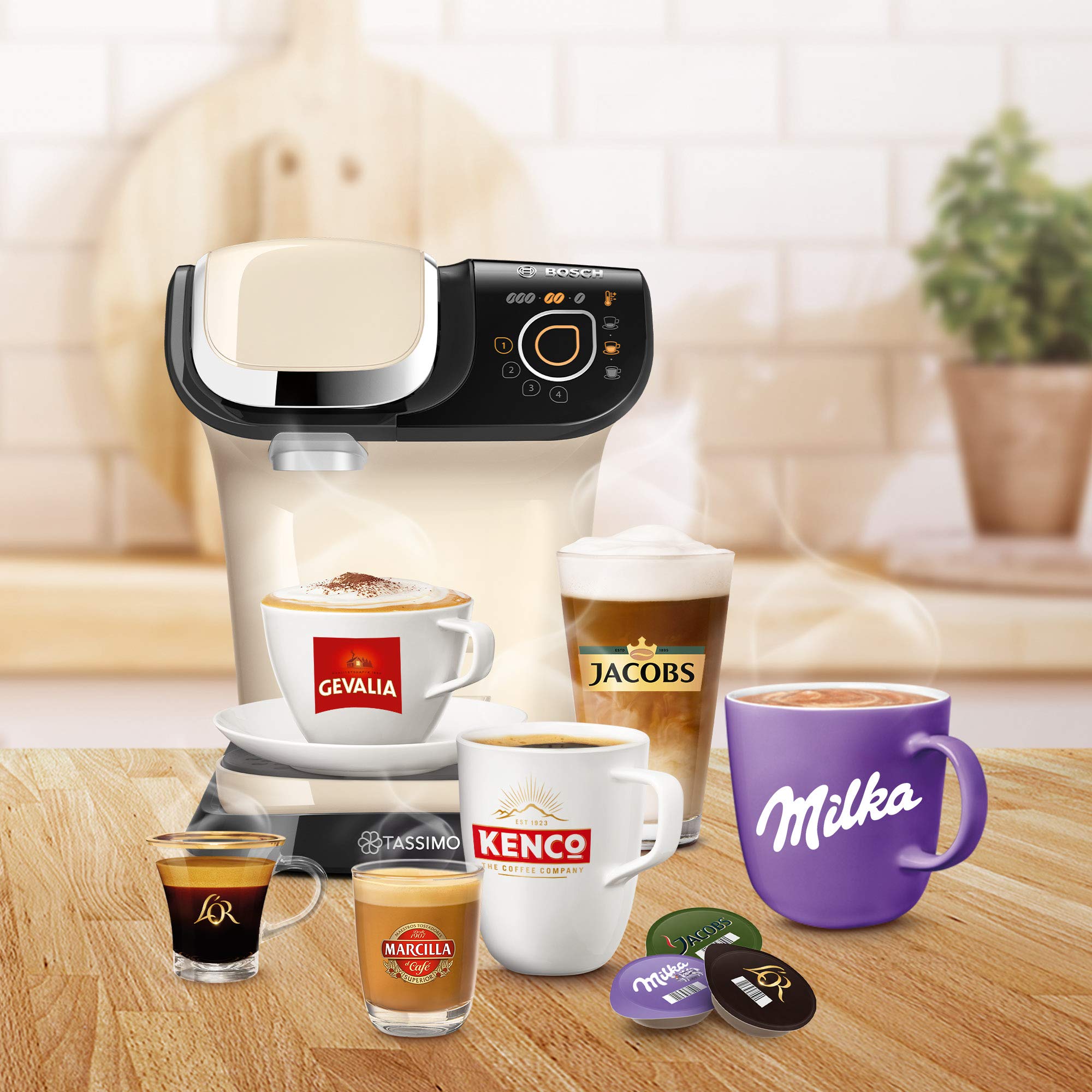 Tassimo My Way 2 TAS6507 Cafetière à capsules avec filtre à eau – 1500 W – 1,3 l – crème