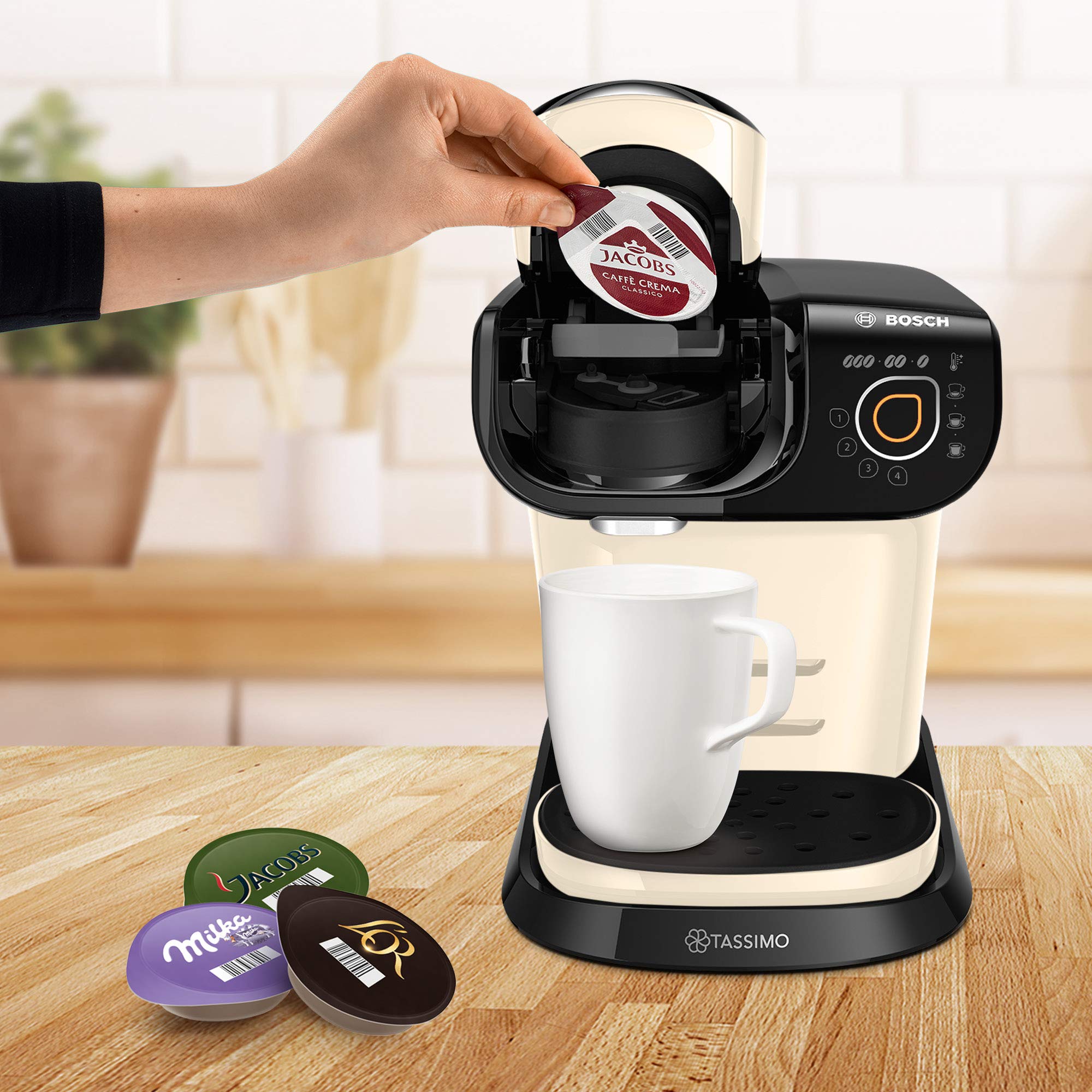 Tassimo My Way 2 TAS6507 Cafetière à capsules avec filtre à eau – 1500 W – 1,3 l – crème